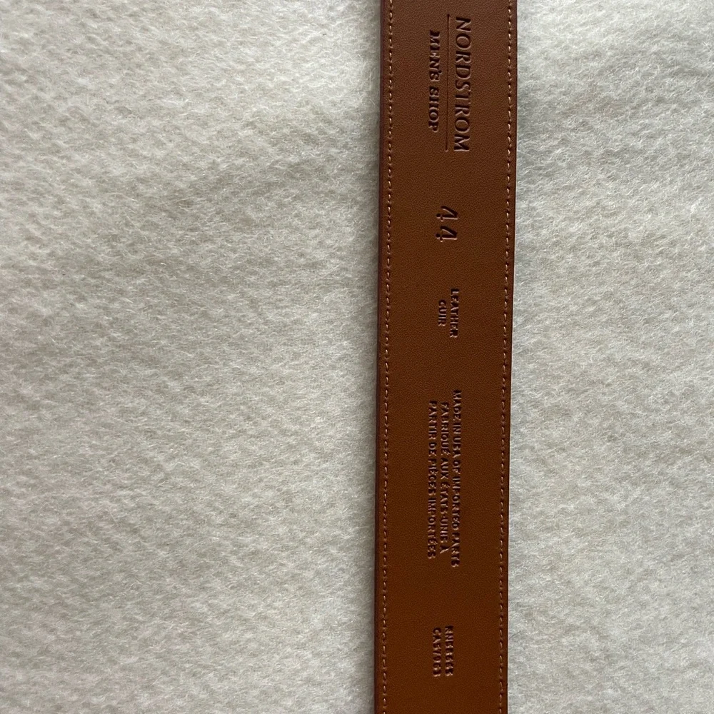 NORDSTROM WALNUT CALF LEATHER BELT 44
